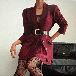 Shein Burgundy Blazer + Skirt Set